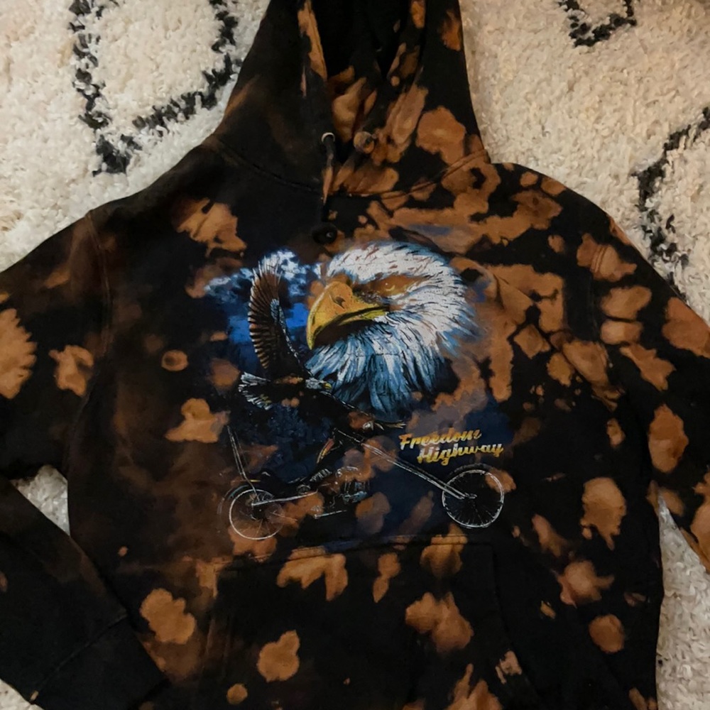 Custom rework black bleach dyed hoodie